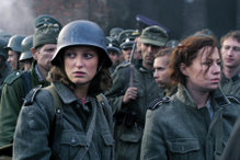 Scene from the film in which Traudl Junge escapes the bunker after the death of Hitler