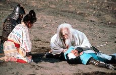 Great Lord Hidetora cries over Saburo.
