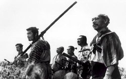Six of The Seven Samurai.  From left to right, Katsushiro, Kikuchiyo, Shichiroji, Kyuzo, Heihachi, and Kambei.