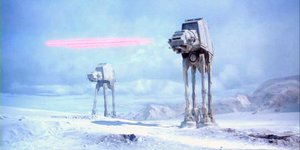 The Empire attacks the Rebel base on Hoth.